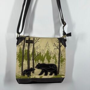 Chala Safari Bears Crossbody canvas purse 10x11”